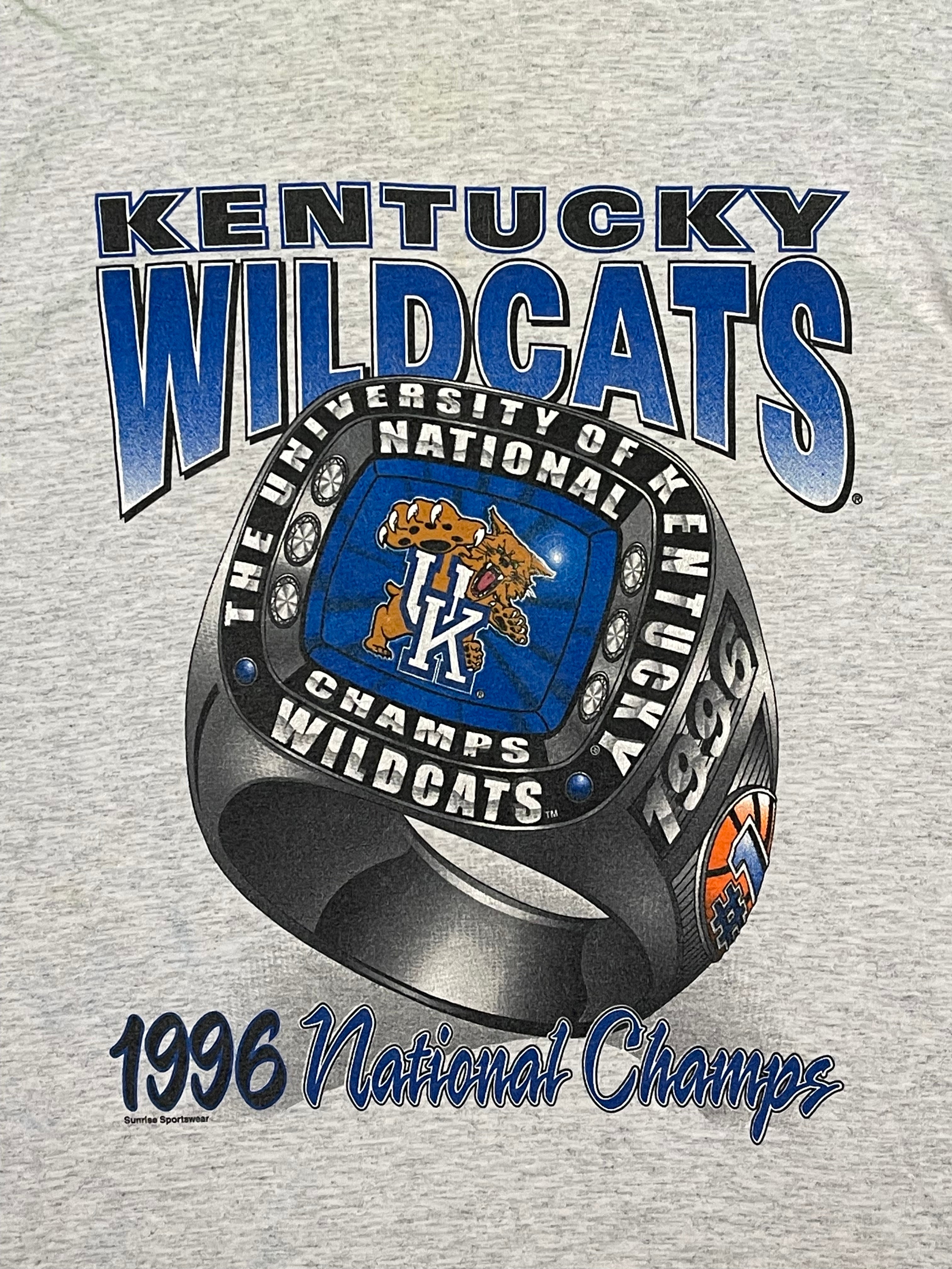 96&#39; Kentucky Wildcats National Champions Baskeball Vintage T-Shirt